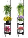 Photo 1 of ***PARTS ONLY***RINBOU 2Pcs Hanging Plant Stand Indoor Outdoor, Space-Saving Corner Metal Plant Shelf 3 Potted Flower Pot Stand, 2 Tier 61" Tall Modern Planter Holder for Patio Garden Balcony Living Room Bedroom