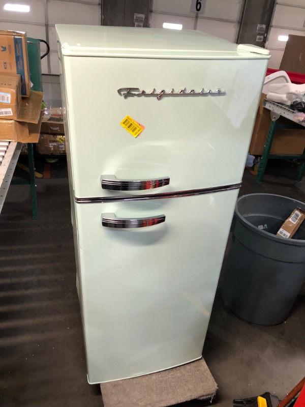 Photo 1 of ***PARTS ONLY***Frigidaire EFR753 Retro Apartment Size Refrigerator with Top Freezer - 2 Door Fridge with 7.5 Cu Ft of Storage Capacity, Adjustable Spill-Proof Shelves, Door & Crisper Bins, Mint