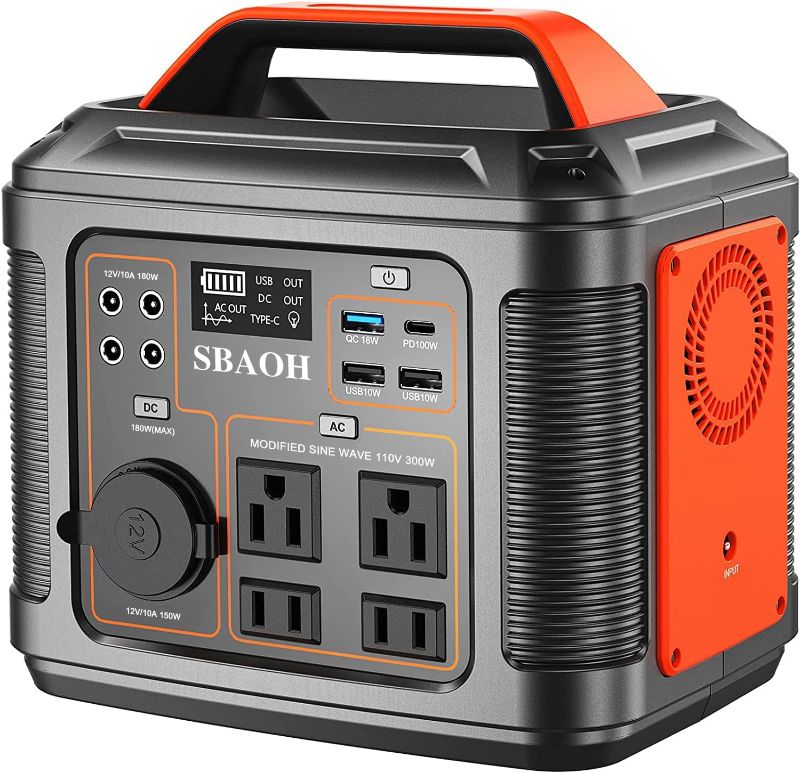 Photo 1 of ***PARTS ONLY***Portable Power Station, 300W 296Wh Solar power station Quick Charge / 110V AC Outlets/DC Ports and LED Flashlight, Home Outdoor Travel Camping Blackout
