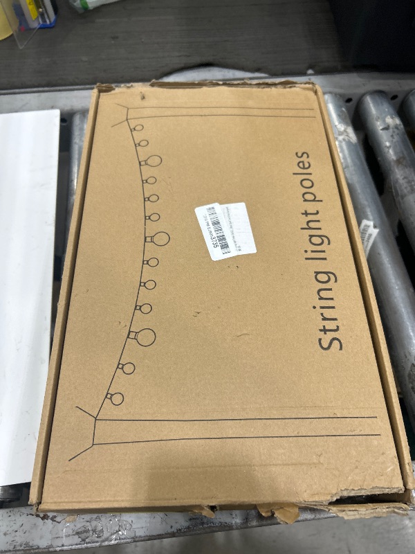 Photo 1 of 10Ft String Light Poles 4 Pack,Light Poles for Outside Lights,Outdoor with Fence Brackets Hanging Lights,Metal Stand Deck Patio Backyard