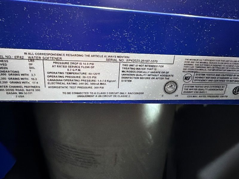 Photo 1 of *************DAMAGED/POSSIBLE MISSING PARTS-FOR PARTS ONLY*****************
EcoPure EP42 42,000 Grain Water Softener | NSF Certified | Salt & Water Saving Autosense Technology for Whole House Soft Water Regeneration, Dark Gray