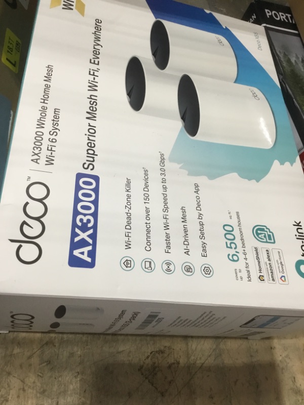 Photo 1 of TP-Link Deco AX3000 WiFi 6 Mesh System(Deco X55) - Covers up to 6500 Sq.Ft. , Replaces Wireless Router and Extender, 3 Gigabit ports per unit, supports Ethernet Backhaul (3-pack)