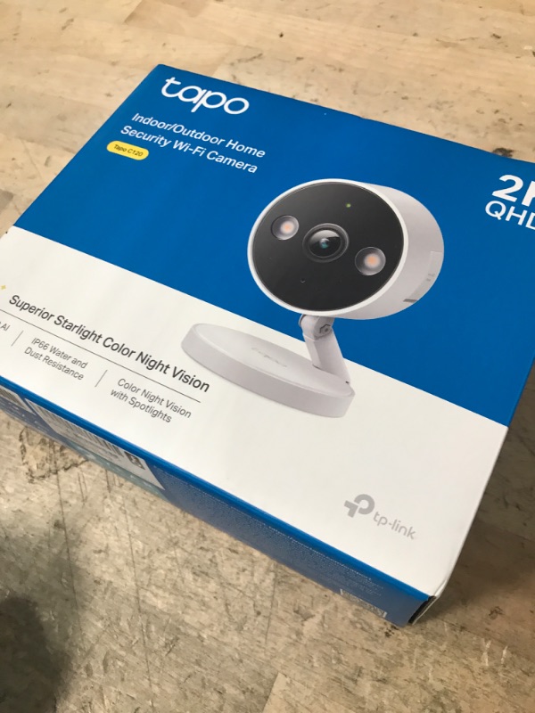 Photo 1 of Tapo TP-Link 2K QHD Security Camera, Indoor/Outdoor, ???? ????? ??????'? ??????, Color Night Vision, Free Person/Pet/Vehicle Detection, Invisible IR Mode, SD Storage, C120