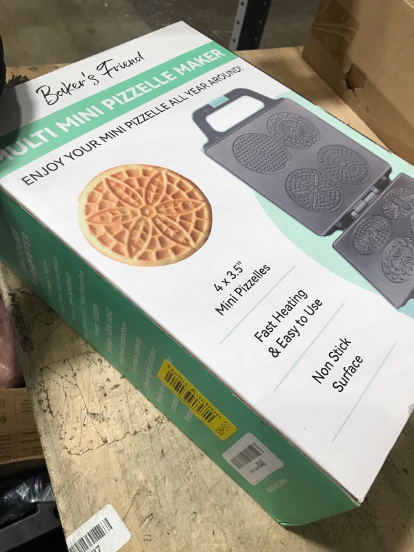 Photo 1 of Baker’s Friend Pizzelle Maker Electric, 4 X 3.5” Pizzelle Waffle Cookies for Christmas Baking Supplies, Stroopwafel Iron, Cookie Maker Machine with Pattern, Thin Waffle Maker, Aqua