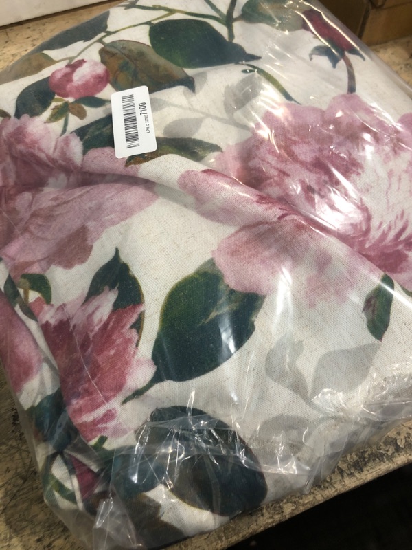 Photo 1 of ALIGOGO Floral 90 inch Curtains for Living Room - French Country Pink Linen Curtains 90 Inches Long Farmhouse Light Filtering Grommet Cottagecore Privacy Curtains, 50 x 90 Inch, 2 Panels, Pink