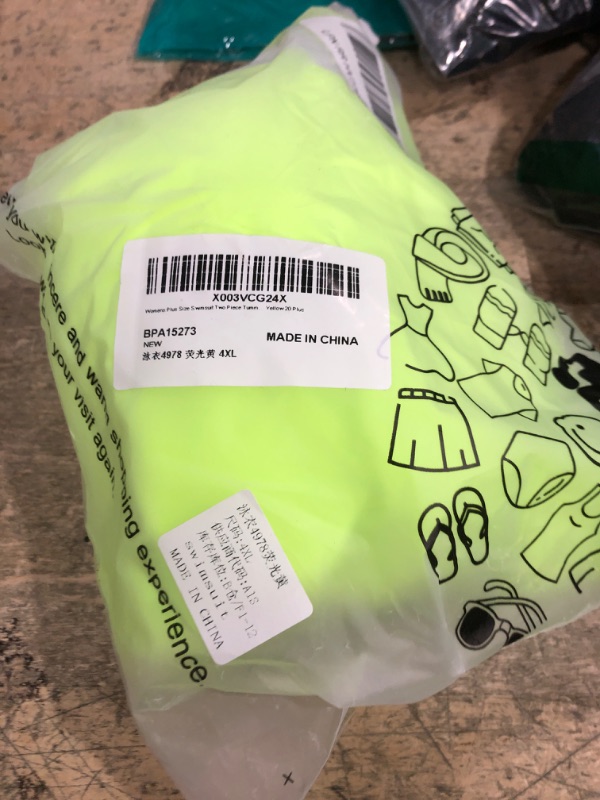Photo 1 of Womens Plus Size Swimsuit Two Piece Tummy Control Bathing Suits High Waisted Plus Size Bikini Swimwear Neon Yellow 20 Plus