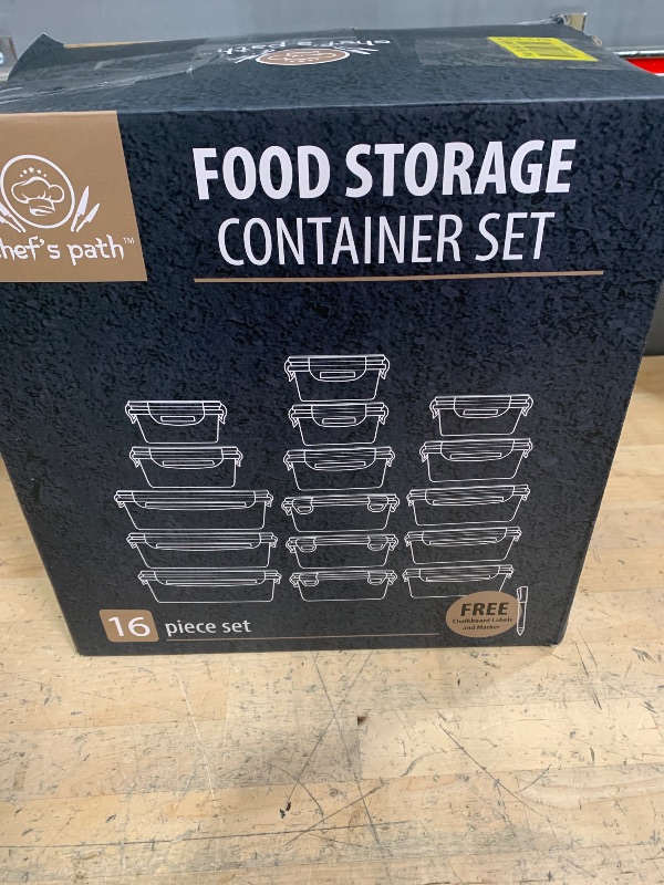 Photo 1 of Chef's Path 32 Piece Airtight Food Storage Containers with Easy Snap Lids, 16 Containers and Lids, Stackable Kitchen and Pantry Canisters for Meal Prep and Food Storage - Transparent