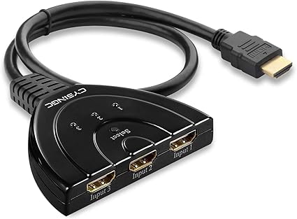 Photo 1 of [Upgrade] HDMI Switch 3 in 1 Out, 4K@60Hz HDMI 2.0 Switch Splitter with 2.6FT Long HDMI Cable, 3-Port HDMI Switcher Selector, Supports 4K 30Hz 3D 1080P HDCP2.2 for PS5 Xbox DVD Player Fire Stick PC