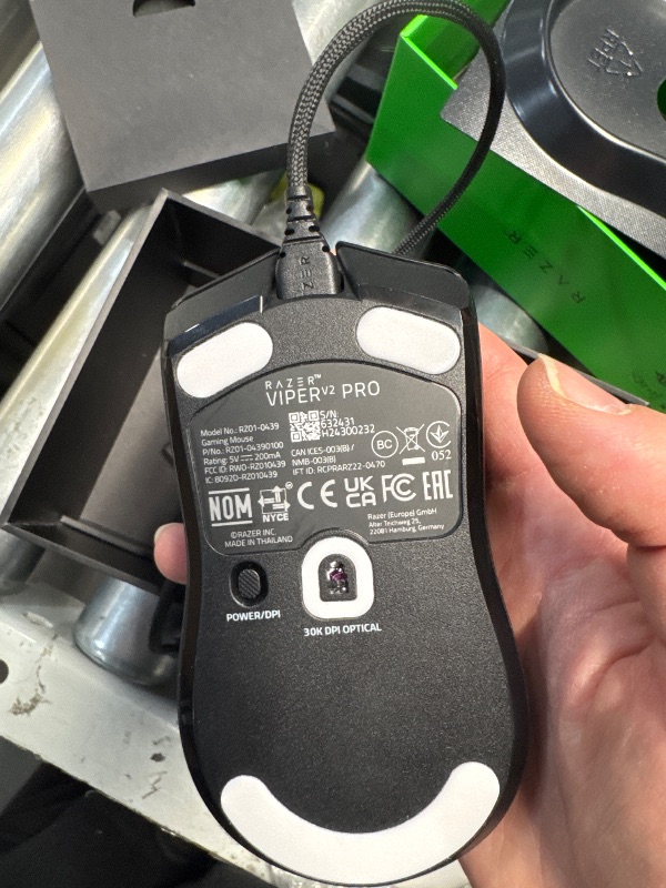Photo 1 of (POWER TESTED) (GOOD/FAIR) Razer Viper V2 Pro HyperSpeed Wireless Gaming Mouse: 58g Ultra Lightweight - Optical Switches Gen-3-30K DPI Optical Sensor w/On-Mouse Controls - 90 Hour Battery - USB Type C Cable Included - Black