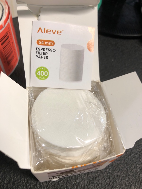 Photo 1 of Aieve Espresso Paper Filter Compatible with Breville Barista Espresso Coffee Maker, 54 mm Espresso Filter Puck Screen Portafilter Paper (400 Pcs)