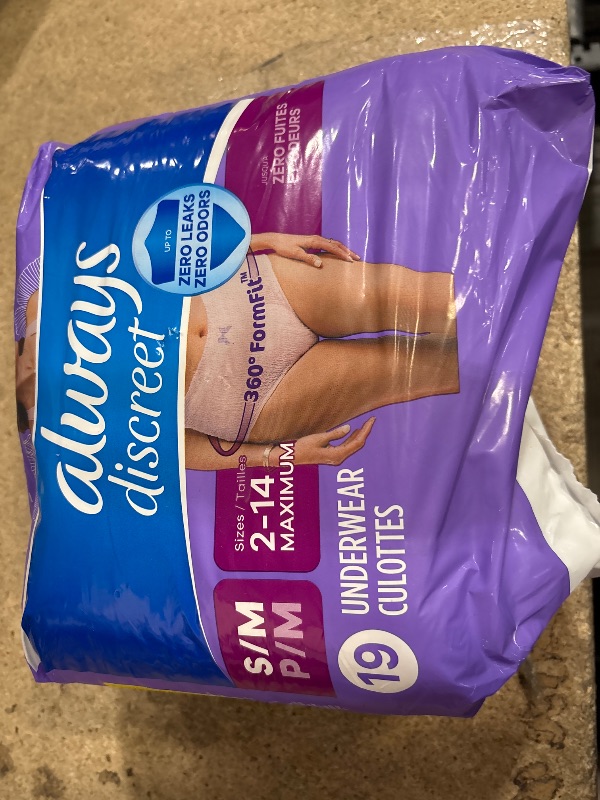 Photo 1 of Always Discreet Adult Incontinence & Postpartum Underwear For Women, Size Small/Medium,White, Maximum Absorbency, Disposable, 19 Count(Pack of 1) (Packaging May Vary)