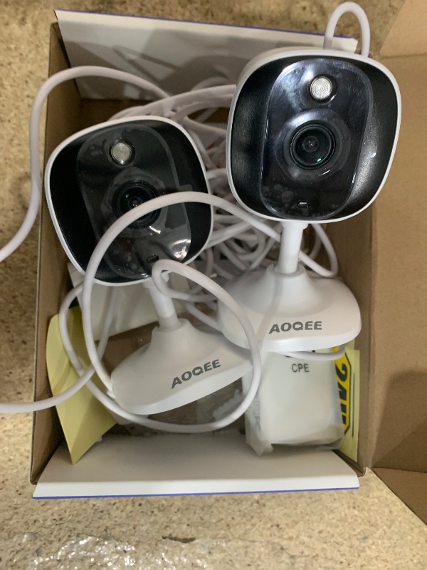 Photo 1 of AOQEE 2K Cameras for Home Security-Outdoor/Indoor Camera for Dog/Cat/Pet/Nanny/Baby, Color Night Vision, White Light, Siren, 24/7 SD Recordings, Works with Alexa/Google Home, C1-White-2P (2.4Ghz WiFi)