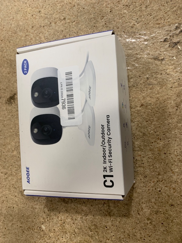 Photo 1 of AOQEE 2K Cameras for Home Security-Outdoor/Indoor Camera for Dog/Cat/Pet/Nanny/Baby, Color Night Vision, White Light, Siren, 24/7 SD Recordings, Works with Alexa/Google Home, C1-White-2P (2.4Ghz WiFi)