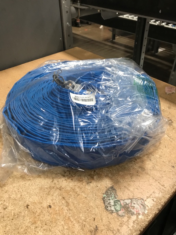 Photo 1 of 1-1/2" x 100ft PVC Lay Flat Discharge Hose With Aluminum Camlock C & E Fittings, Cam Lock Fitting Type A included, Heavy Duty Reinforced Pump Backwash Hose Assembly