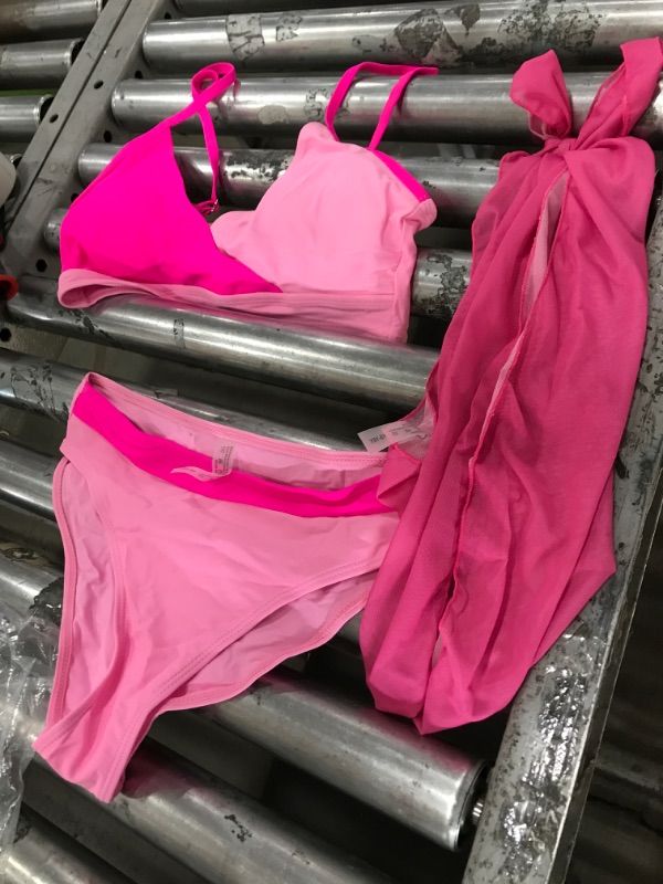 Photo 1 of ADIFUN Girls Swimsuit Size 15 Size 16 V Neck Adjustable Straps Pink Bikini Set Cover Up Skirt Bathing Suits for Teen Girl Size 14-16