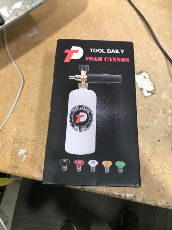 Photo 1 of (incomplete)(missing spray nozzles) Tool Daily Foam Cannon with 1/4 Inch Quick Connector, 1 Liter, 5 Pressure Washer Nozzle Tips