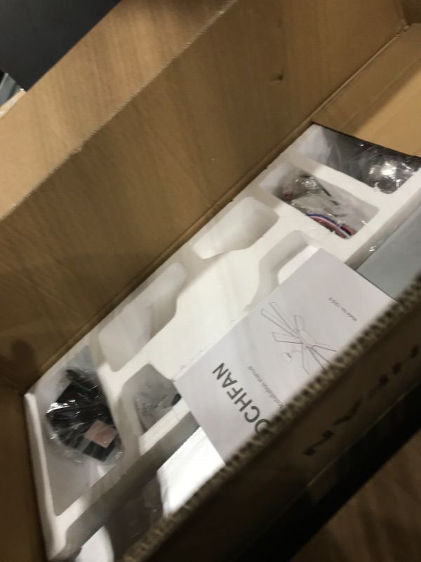 Photo 1 of POCHFAN 62 inch Ceiling Fans with Lights and Remote Control, Large Modern Brushed Nickel Ceiling fan with 8 Wooden Blades for Living Room Hall Patio, Quiet DC Motor, 3 CCT,6 Speed