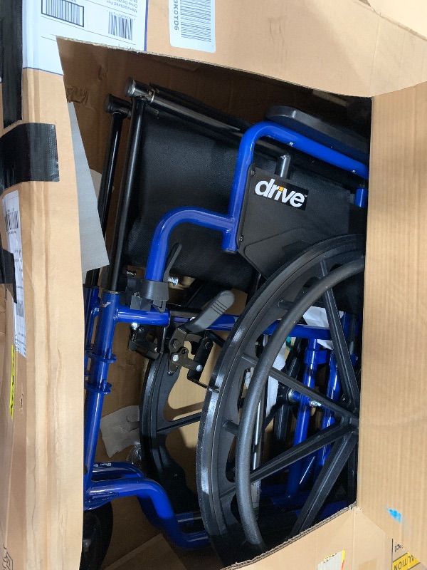 Photo 1 of (damaged) (see all images) Drive Medical Blue Streak Wheelchair with Flip Back Desk Arms, Swing Away Footrests