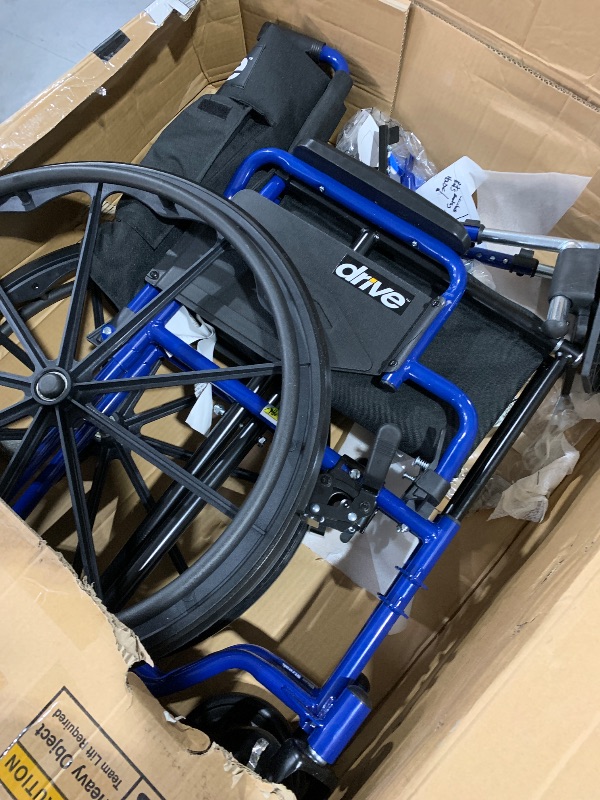 Photo 1 of (damaged) (see all images) Drive Medical Blue Streak Wheelchair with Flip Back Desk Arms, Swing Away Footrests