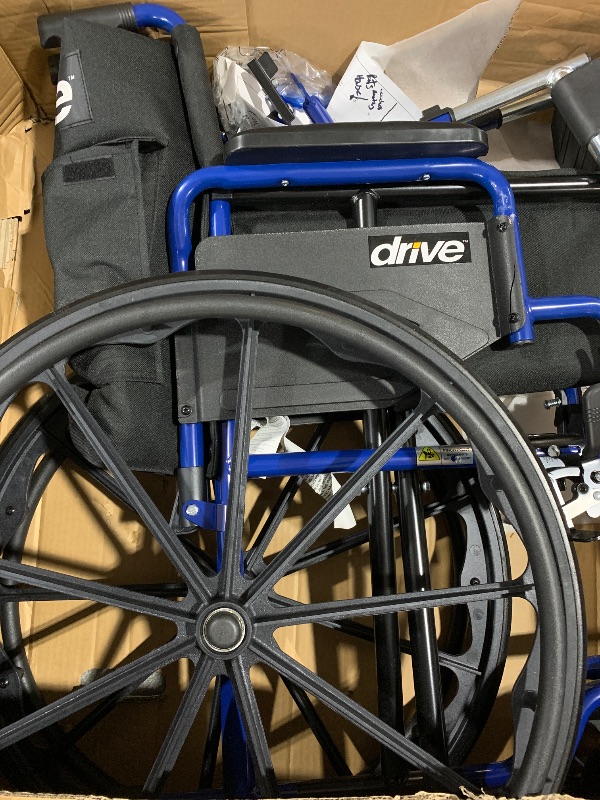 Photo 1 of (damaged) (see all images) Drive Medical Blue Streak Wheelchair with Flip Back Desk Arms, Swing Away Footrests