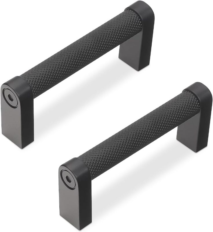 Photo 1 of 10 Pack Matte Black Cabinet Pulls knurled 3 Inch Hole Centers Kitchen Cabinet Handles Black Drawer Pulls Dresser Handles