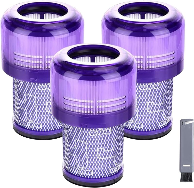 Photo 1 of 3 Pack Filter Replacement for Dyson V12 Detect Slim, V12 Slim Absolute, V12 Slim Motorhead,V12 Detect Slim Fluffy,3 Filters and 1 Clean Brush,Compare to Part 971517-01