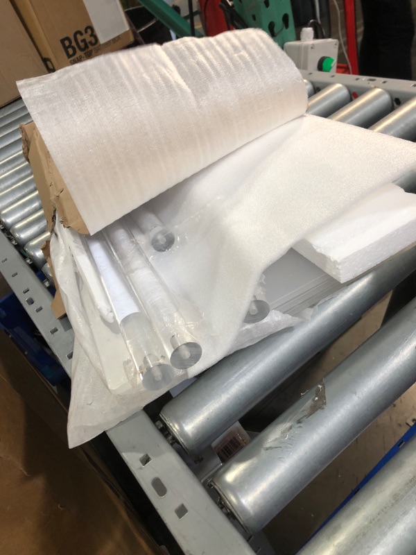 Photo 1 of (missing pieces)(sold for parts) TAKEKIT Acrylic Printer Stand, 3-Tier Printer Table on Wheels, Multifunctional Rolling Printer Cart Storage Shelf for Home Office Organization