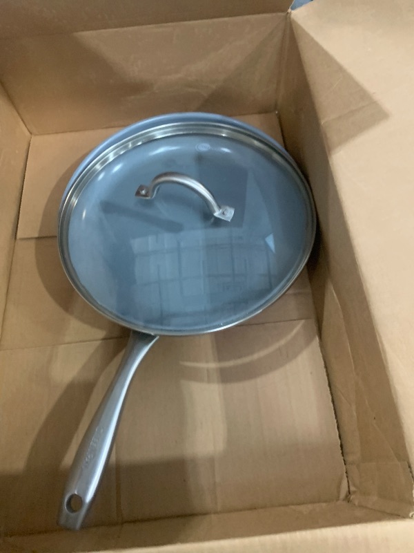Photo 1 of ***(HEAVILY USED)***
GreenPan Lima Ceramic Hard Anodized 12" Frying Pan Skillet with Lid, PFAS/PFOA-Free Nontoxic Pots and Pans, Oven & Broiler Safe, Stainless Steel Handle, Cookware for Eggs & Omelet, Gray