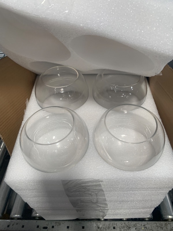 Photo 1 of 12 Pcs Bubble Bowl Vase Centerpiece 6''W x 5''H Round Glass Flower Vase Bulk Clear Fish Bowl with Clear Water Gel Beads, Glass Candle Holders Terrarium Bowl for Wedding Floral Centerpiece Home Decor