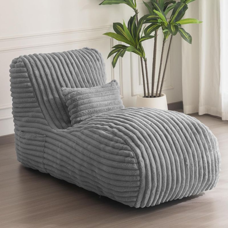 Photo 1 of (USED/FAIR) MAXYOYO Chaise Lounge with Pillow, Ergonomic Chaise Lounge Chair Indoor, Soft Fabric Velvet Floor Sofa, Fainting Couch for Bedroom Living Room