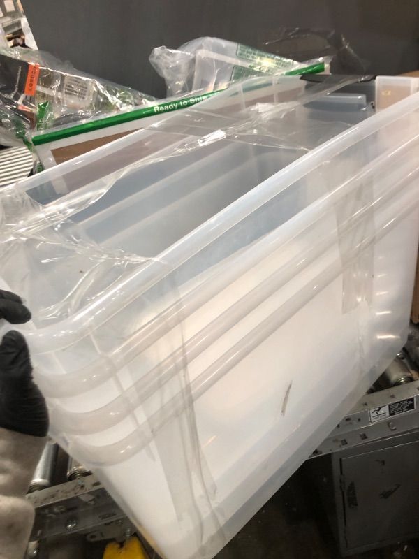 Photo 1 of ***NO LIDS**Sterilite 4-Pack Ultra Latching Box, Large Storage Bins w/ Lids, Clear Plastic, 70 Quart