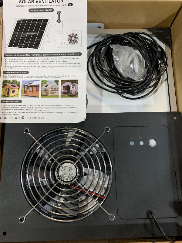 Photo 1 of (broken fan blade)(sold for parts) ANTEQI Solar Powered Fan with Timer & 15000mAh Battery, 25W Efficient Solar Exhaust Fan, 3500 RPM High-Speed Waterproof Ventilation Fan