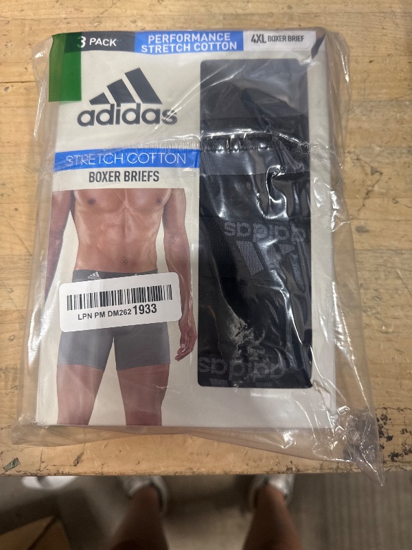 Photo 1 of adidas Men's Performance Stretch Cotton Boxer Brief Underwear (3-Pack) Designed for Active Comfort and All Day wear, Black/Onix Grey, 4X-Large Big Tall