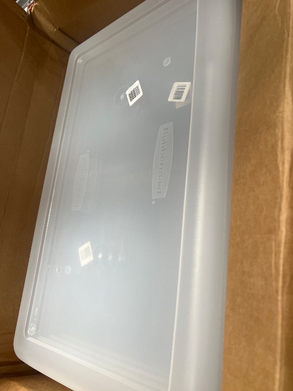 Photo 1 of ** MISSING LIDS ** Rubbermaid Cleverstore 95 Quart Clear Stackable Large Plastic Storage Containers with Lids for Office and Home Organization, Clear (4 Pack)