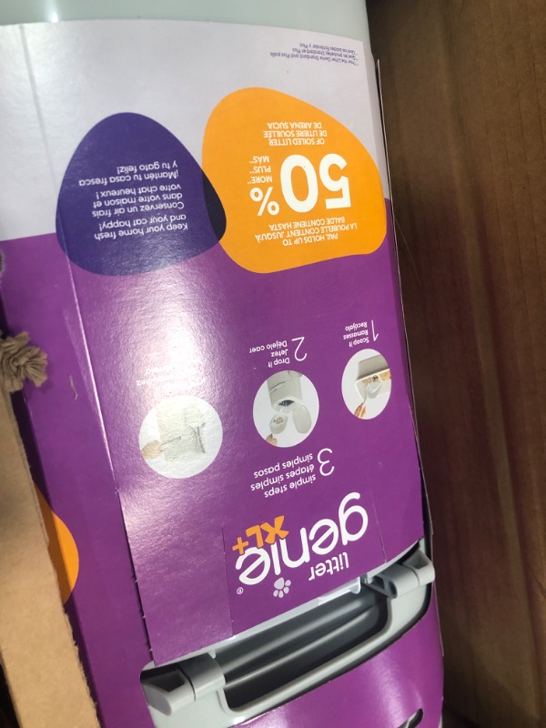 Photo 1 of (Damaged upon inspection) Litter Genie XL+ Pail | Cat Litter Waste Disposal System for Odor Control | Includes 1 Jumbo Refill Bag