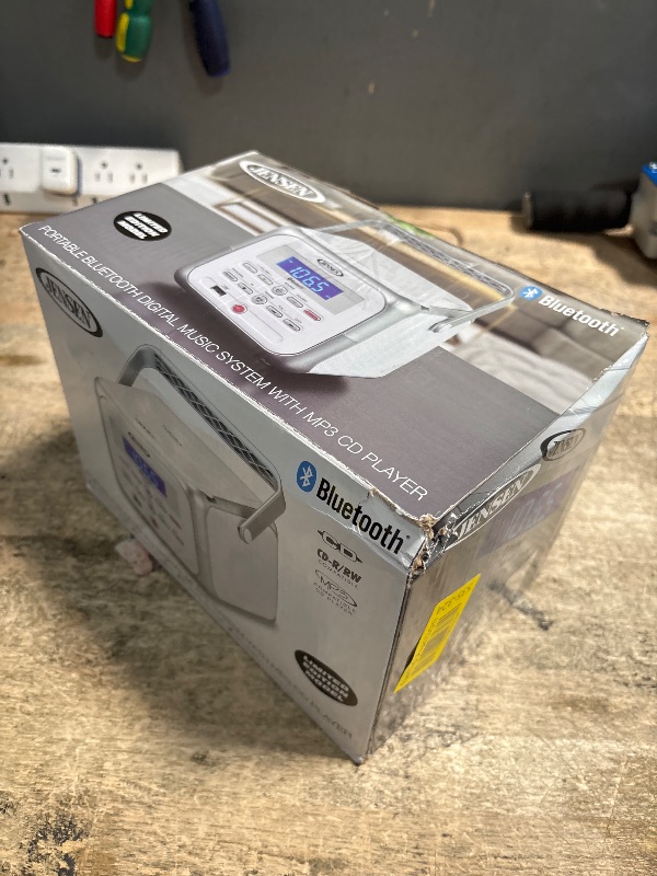 Photo 1 of Jensen CD-660 Portable Stereo CD Player Boombox with Bluetooth | FM Radio | USB | Aux-in Headphone Jack | CD-R/RW MP3 Playback | (Platinum Silver)
