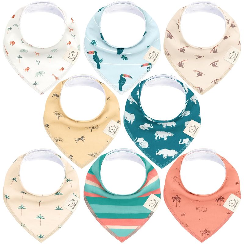 Photo 1 of 8-Pack Organic Baby Bandana Bibs for Girls - Super Absorbent Triangle Baby Bibs for Drooling and Teething Infant, 100% Cotton Extra Soft for Newborn, Infant 0-36 Months (Wildscape)
