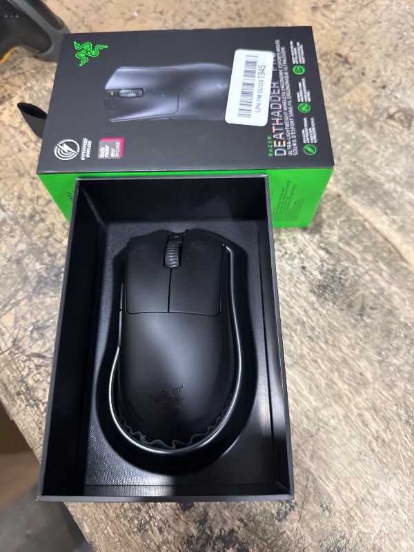 Photo 1 of *UNKNOWN IF POWERS ON* Razer DeathAdder V3 Pro Gaming Mouse: 63g Ultra Lightweight - Focus Pro 30K Optical Sensor - Fast Optical Switches Gen-3 - HyperSpeed Wireless - 5 Programmable Buttons - 90 Hr Battery - Black