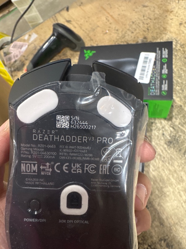 Photo 1 of *UNKNOWN IF POWERS ON* Razer DeathAdder V3 Pro Gaming Mouse: 63g Ultra Lightweight - Focus Pro 30K Optical Sensor - Fast Optical Switches Gen-3 - HyperSpeed Wireless - 5 Programmable Buttons - 90 Hr Battery - Black
