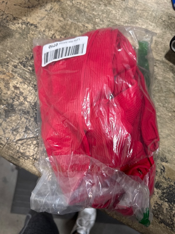 Photo 1 of *ONLY RED ONE//MISSING BLACK ONE* OQQ Women's 2 Piece Bodysuits Sexy Ribbed One Piece Zip Front Long Sleeve Tops Bodysuits Black Red SMALL 
