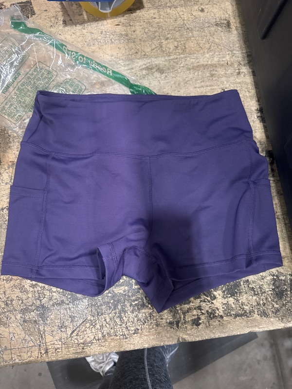 Photo 1 of *PHOTO FOR REFERENCE* SEEMLY High Waisted Workout Shorts with Pockets | 5"-8" Breathable Yoga Shorts for Gym | Women Biker Short for Tummy Control PURPLE  MEDIUM 