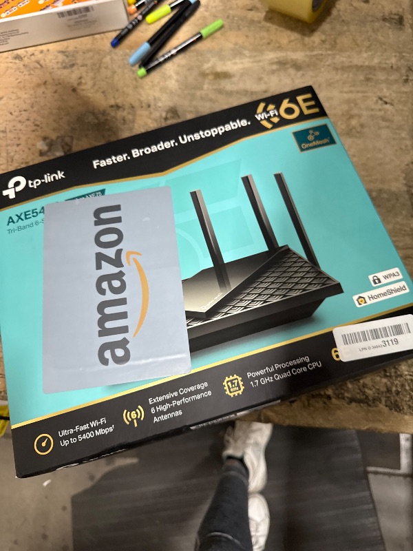 Photo 1 of *UNABLE TO FULLY TEST* TP-Link AXE5400 Tri-Band WiFi 6E Router (Archer AXE75)- Gigabit Wireless Internet Router, ax Router for Gaming, VPN Router, OneMesh, WPA3, Black