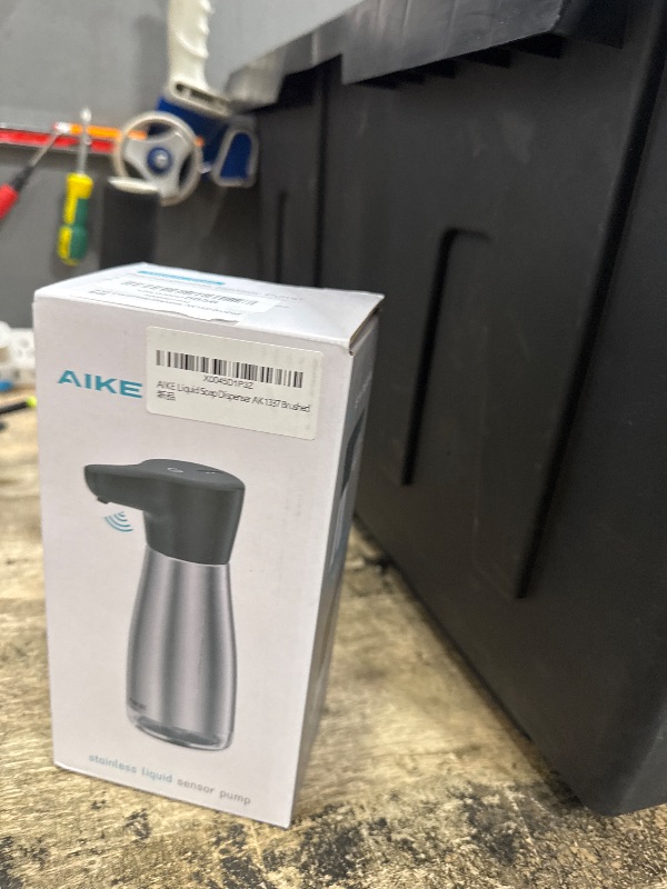 Photo 1 of AIKE Magnetic Charging Waterproof Automatic Soap Dispenser for Liquid Soap Spot Resist Stainless Finish 14fl.oz. Model AK1337