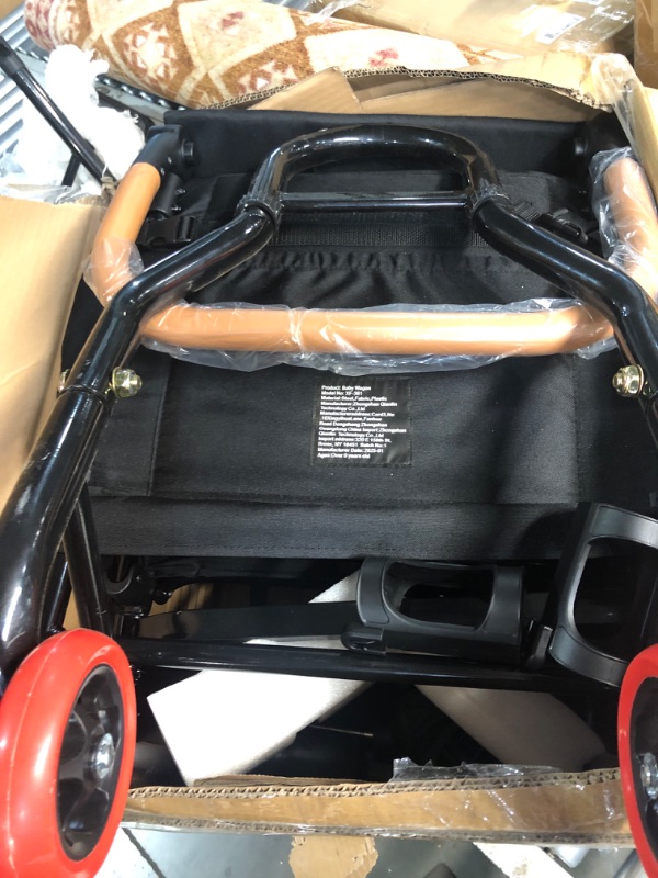 Photo 1 of (damaged)(sold for parts only)Wagon Stroller for 2 Kids & Cargo- Push-Pull Double Stroller Lightweight Travel Folding Stroller for Newborn&Toddler 