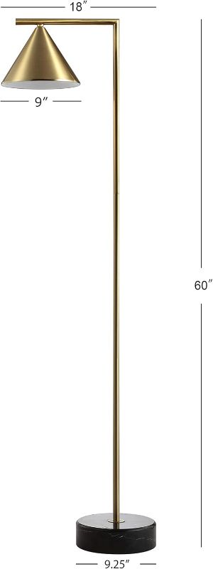 Photo 1 of JONATHAN Y JYL3062A Chelsea 60" Metal/Marble Cone Shade LED Floor Lamp Modern,Contemporary,Transitional for Bedrooms, Living Room, Office, Reading, Brass/Black
