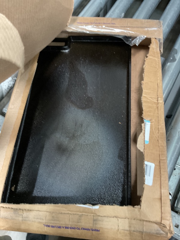 Photo 1 of NutriChef Cast Iron Reversible Grill Plate – 18 Inch Flat & Ridged Skillet Griddle Pan, Fits Two Burners, for Gas, Electric, Ceramic Stovetops, with Silicone Oven Mitt