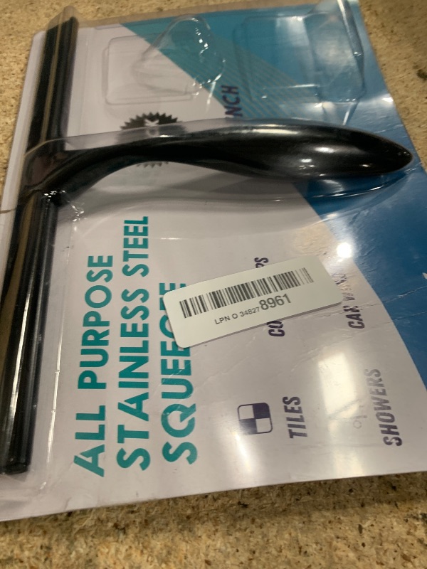 Photo 1 of All-Purpose Stainless Steel Shower Squeegee for Shower Doors with 2 Adhesive Hooks, Bathroom Cleaner Tool Household Window Mirror Squeegee for Home Cleaning, Glass Door, Tile Wall, Car, 10 Inch Black