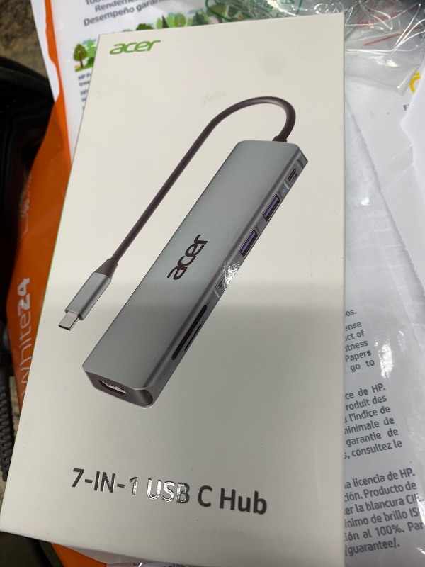 Photo 1 of Acer USB C Hub, 7 in 1 USB C to HDMI Splitter, 2 USBA 3.1 GEN1 and 5Gbps Type-C Data Port, Type C Adapter with 4K HDMI Port, PD 100W Charging, SD Card Reader, for Laptop, PC, Desktop and More
