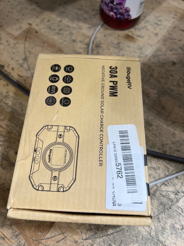 Photo 1 of BougeRV Li 30A PWM Solar Charge Controller 12V 24V, with Backlit Display, USB Port, Negative Ground Battery Intelligent Regulator for Solar Panels Compatible with LFP, AGM, SLD, FLA, for RV, Off-Gird