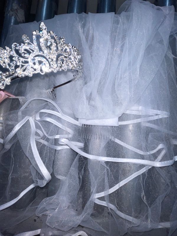 Photo 1 of JETKONG 3 Pcs Bachelorette Party Decorations Bridal Shower Crown, Bride to Be Sash&Veil for Women Bachelorette Party Gifts, Bachelorette Party Supplies, Gifts, Favors (Silver)